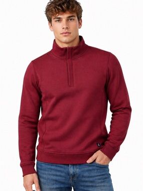 Hugo Boss Men's Burgundy Zip-Up Sweater